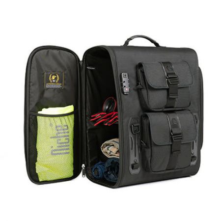 Tail bag with a large side zipper openings main compartment gives easy access to main compartment.